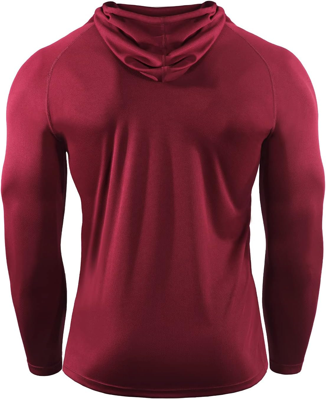 Men's Long Sleeve Mesh Running Shirt - 3 Pack Athletic Hooded Workout Tops, Black/Red/Blue, Size L