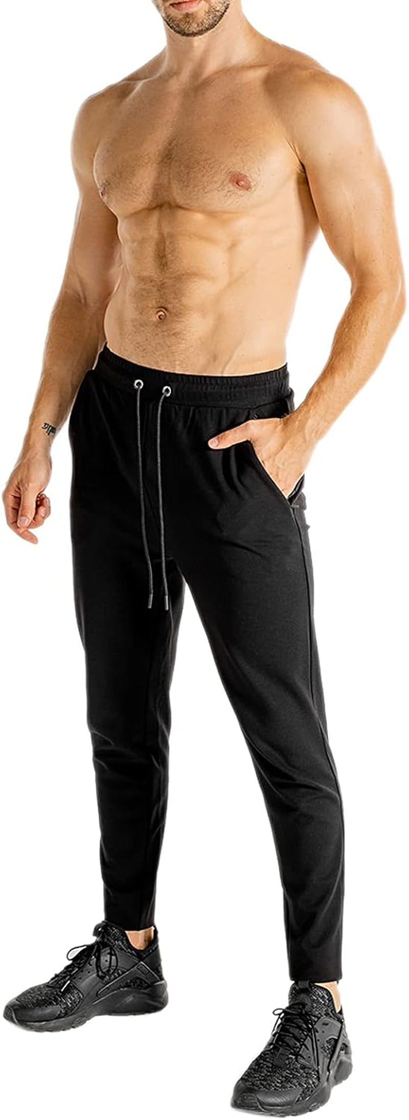 Men'S Slim Fit Workout Sweatpants,Men'S Jogger Pants with Zipper Pocket,Black,S