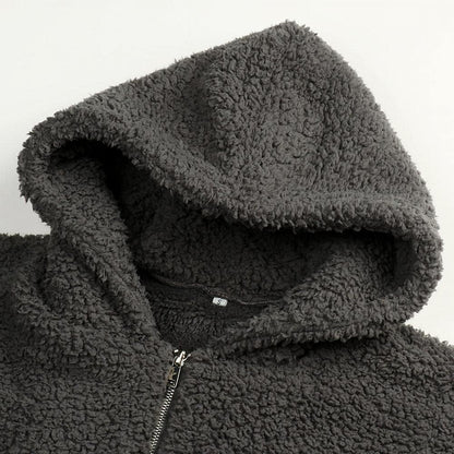 Women's Plaid Faux Fleece Long Sleeve Lapel Coat with Shearling Detail