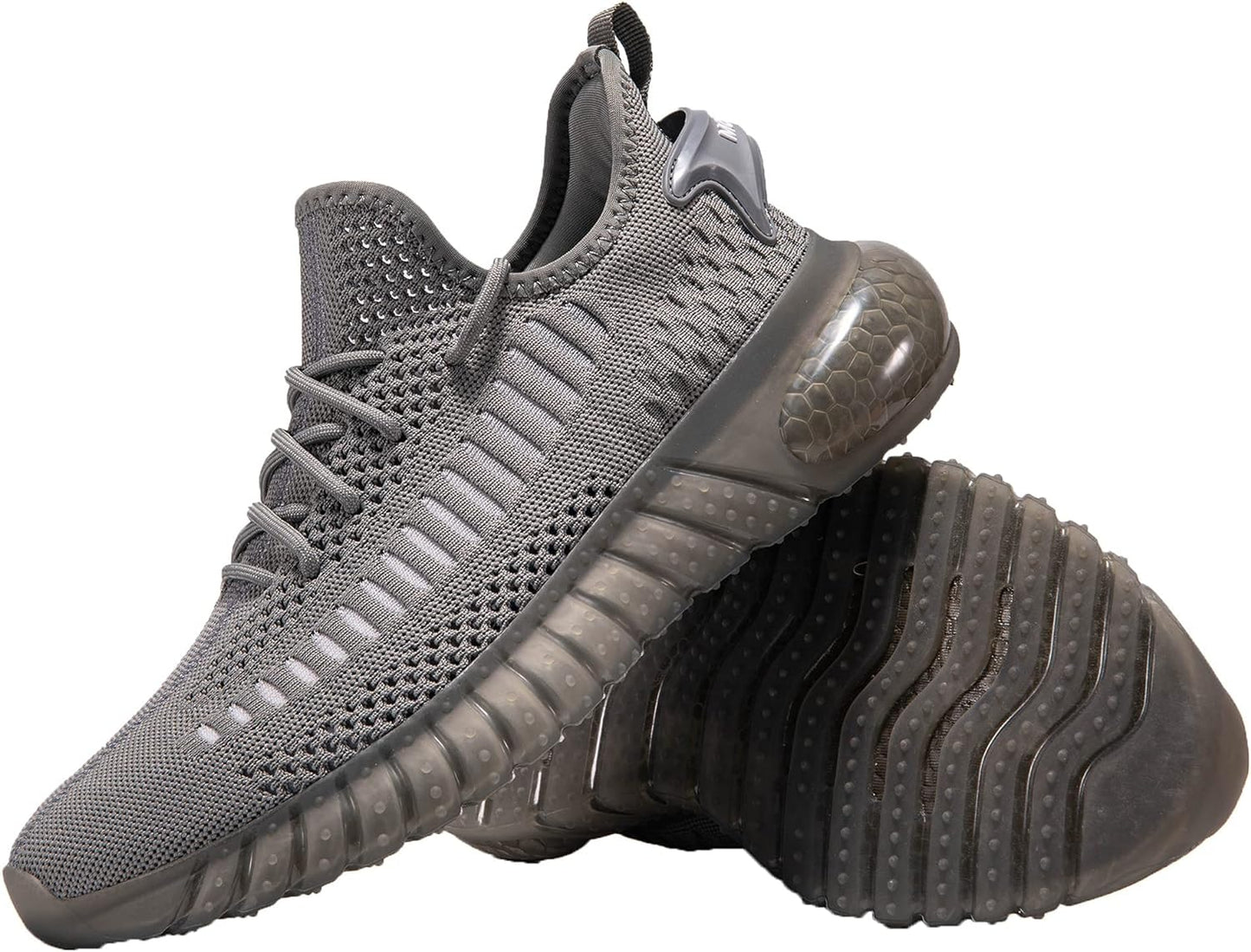Men's Athletic Outdoor Walking and Running Shoes - Slip-On Fashion Sneakers in Dark Grey, Size 13