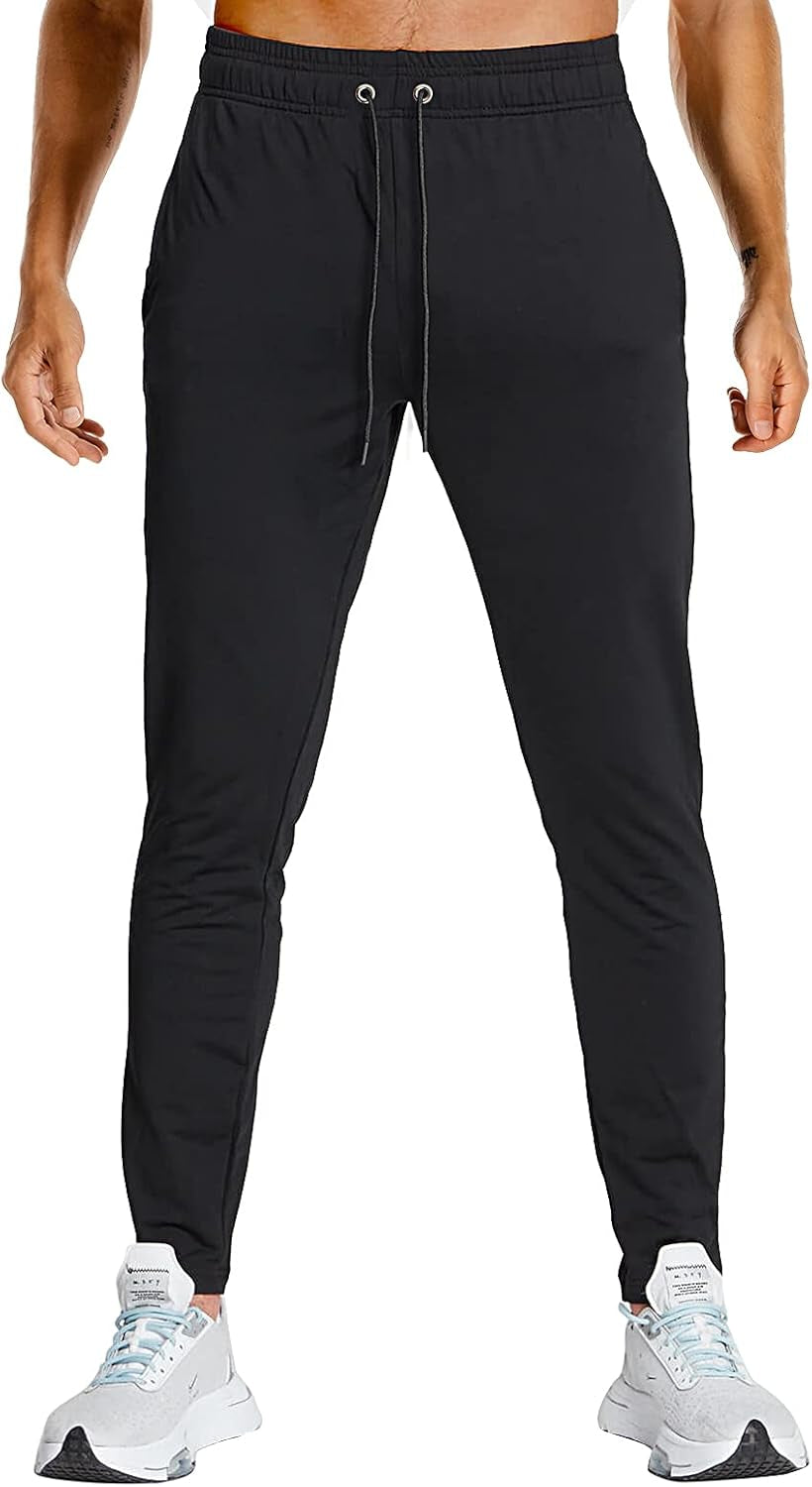 Men'S Slim Fit Workout Sweatpants,Men'S Jogger Pants with Zipper Pocket,Black,S