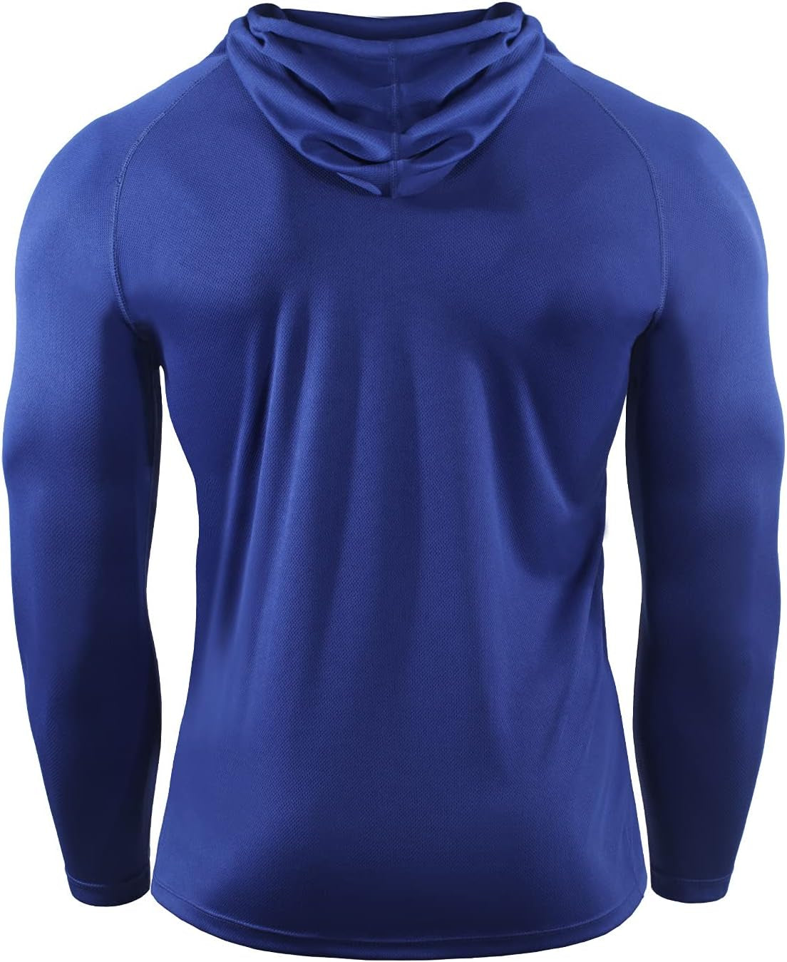 Men's Long Sleeve Mesh Running Shirt - 3 Pack Athletic Hooded Workout Tops, Black/Red/Blue, Size L