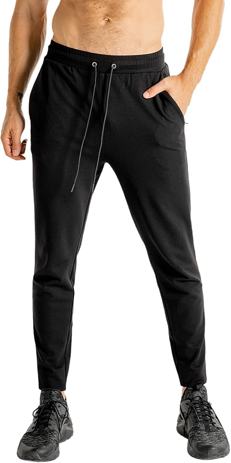 Men'S Slim Fit Workout Sweatpants,Men'S Jogger Pants with Zipper Pocket,Black,S
