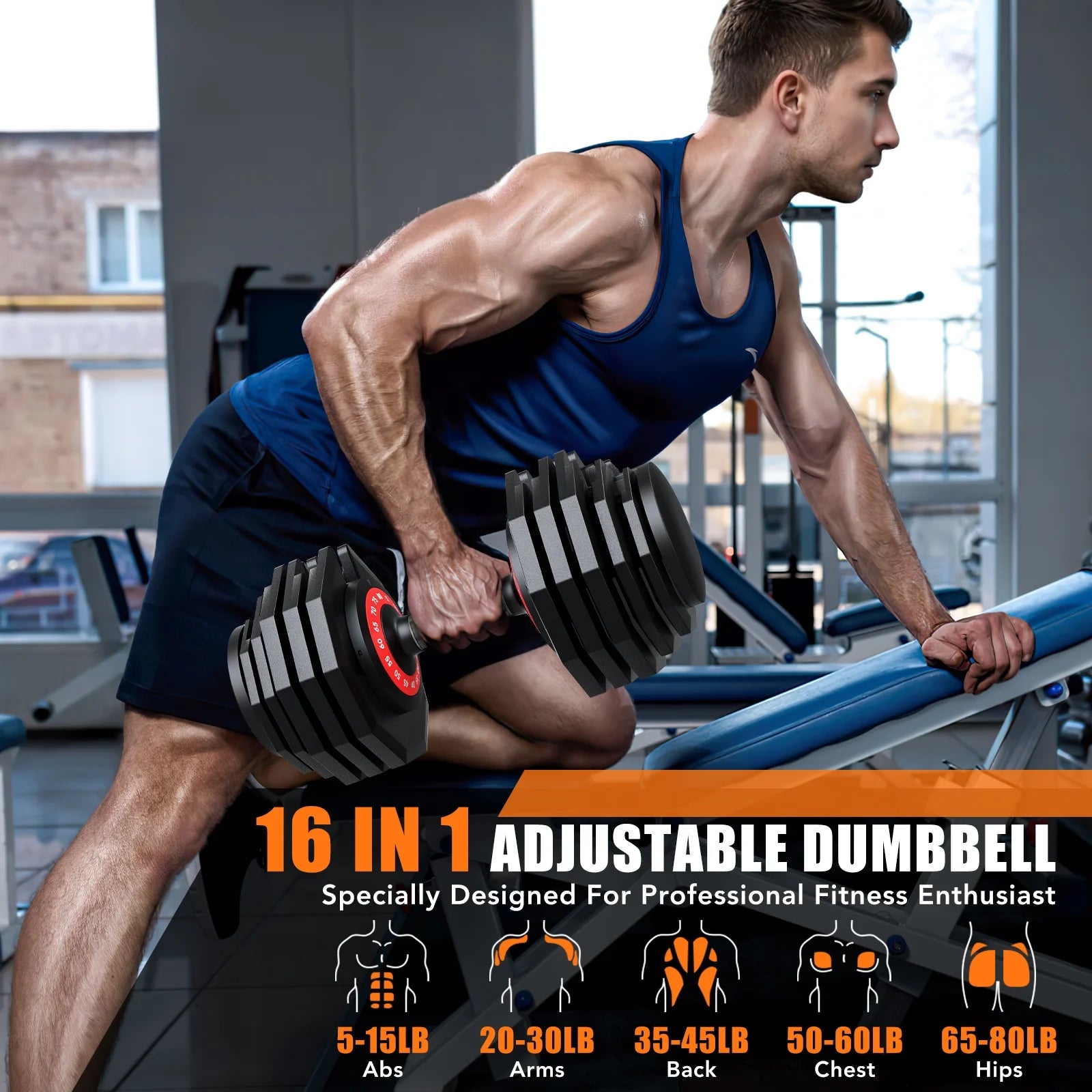 Adjustable Dumbbell Set - 160 lbs (80 lbs x 2), 16-in-1 Quick-Select Weight Adjustable Dumbbells for Comprehensive Home Workouts