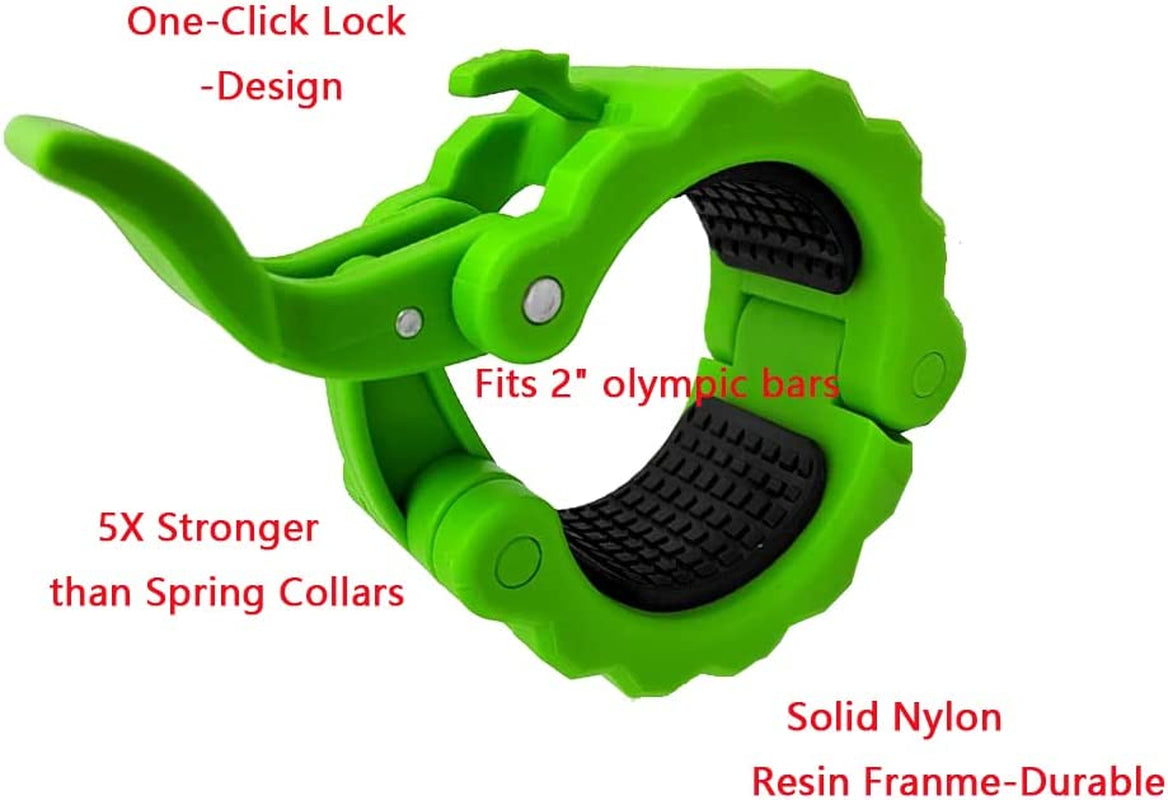 Olympic Barbell Clips - 2" Non-Slip Collars for Quick Release Locking in Weight Lifting and Fitness Training