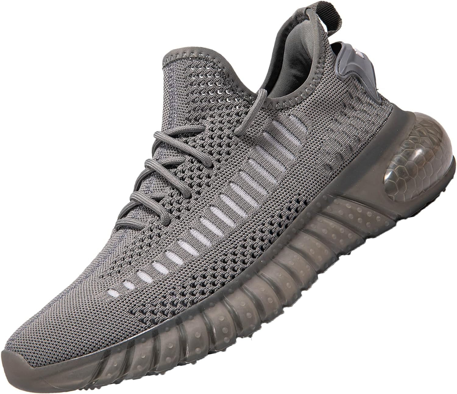 Men's Athletic Outdoor Walking and Running Shoes - Slip-On Fashion Sneakers in Dark Grey, Size 13