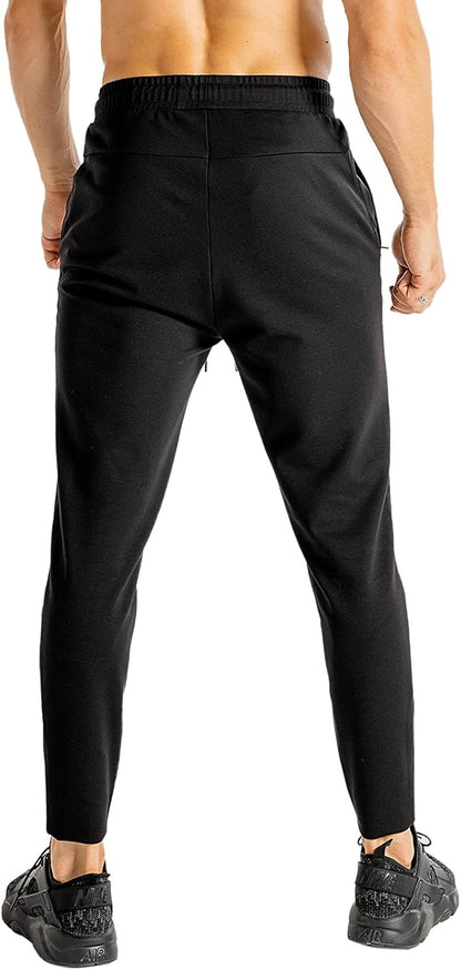 Men'S Slim Fit Workout Sweatpants,Men'S Jogger Pants with Zipper Pocket,Black,S