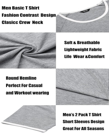 Men 2 Pack Muscle Shirt Bodybuilding Gym Workout Shirt Short Sleeve Tee