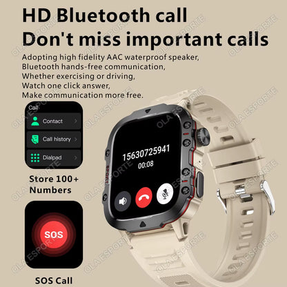 Men's Smartwatch with Flashlight, Bluetooth Calling, Fitness Tracking, IP68 Waterproof - Compatible with Android and iOS, 2025 Model