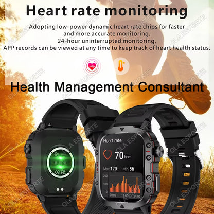 Men's Smartwatch with Flashlight, Bluetooth Calling, Fitness Tracking, IP68 Waterproof - Compatible with Android and iOS, 2025 Model