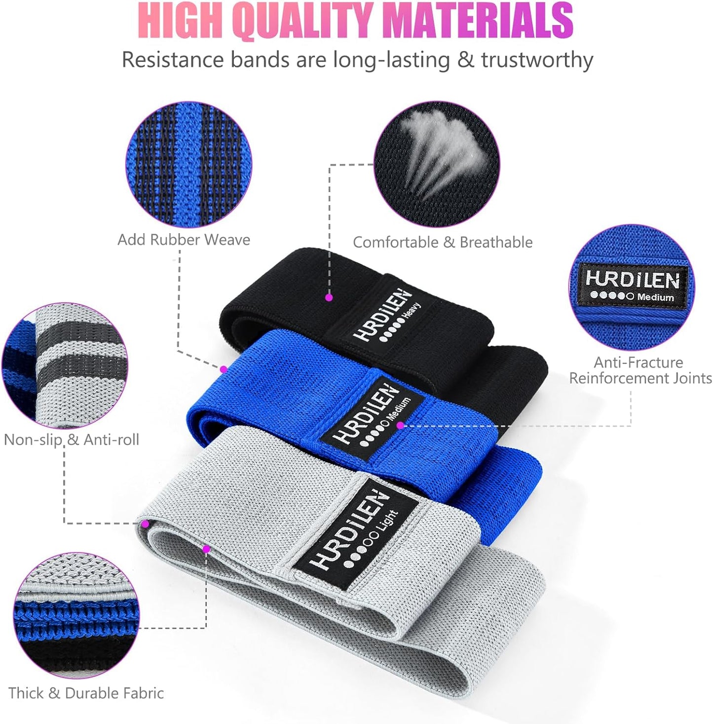 Professional Resistance Bands for Exercise - 3 Levels of Elastic Stretch Bands for Home Fitness, Strength Training, Yoga, and Physical Therapy with Carry Bag for Men and Women