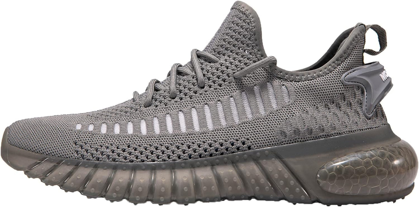 Men's Athletic Outdoor Walking and Running Shoes - Slip-On Fashion Sneakers in Dark Grey, Size 13