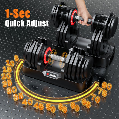 Adjustable Dumbbell Set - 160 lbs (80 lbs x 2), 16-in-1 Quick-Select Weight Adjustable Dumbbells for Comprehensive Home Workouts