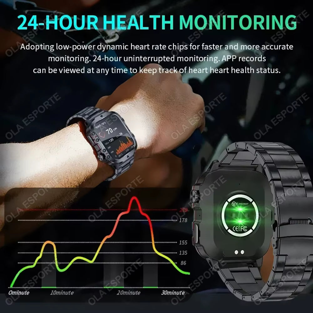 Men's Smartwatch with Flashlight, Bluetooth Calling, Fitness Tracking, IP68 Waterproof - Compatible with Android and iOS, 2025 Model