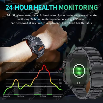 Men's Smartwatch with Flashlight, Bluetooth Calling, Fitness Tracking, IP68 Waterproof - Compatible with Android and iOS, 2025 Model