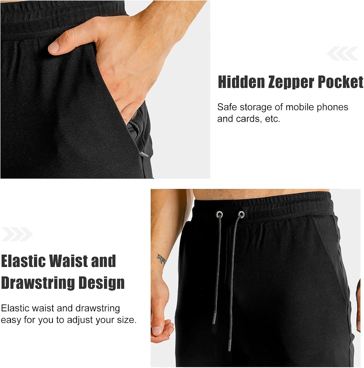 Men'S Slim Fit Workout Sweatpants,Men'S Jogger Pants with Zipper Pocket,Black,S
