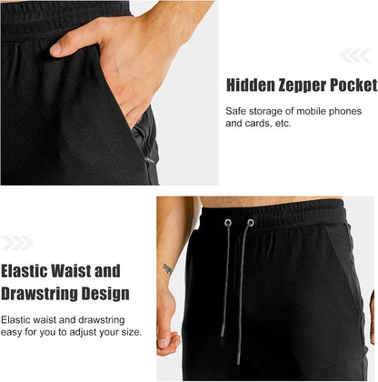 Men'S Slim Fit Workout Sweatpants,Men'S Jogger Pants with Zipper Pocket,Black,S