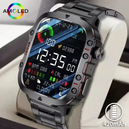 Men's Smartwatch with Flashlight, Bluetooth Calling, Fitness Tracking, IP68 Waterproof - Compatible with Android and iOS, 2025 Model
