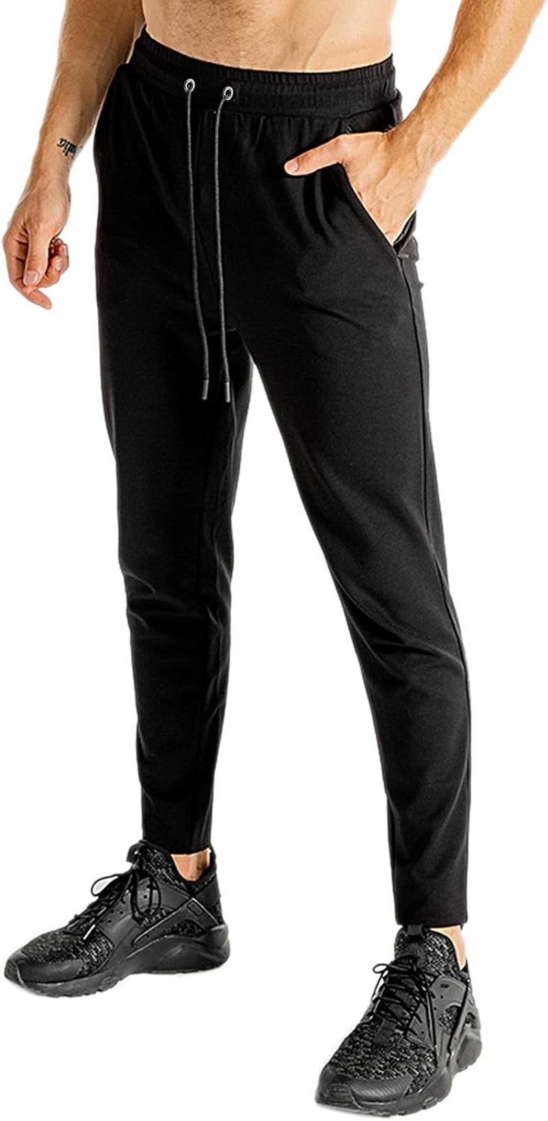 Men'S Slim Fit Workout Sweatpants,Men'S Jogger Pants with Zipper Pocket,Black,S