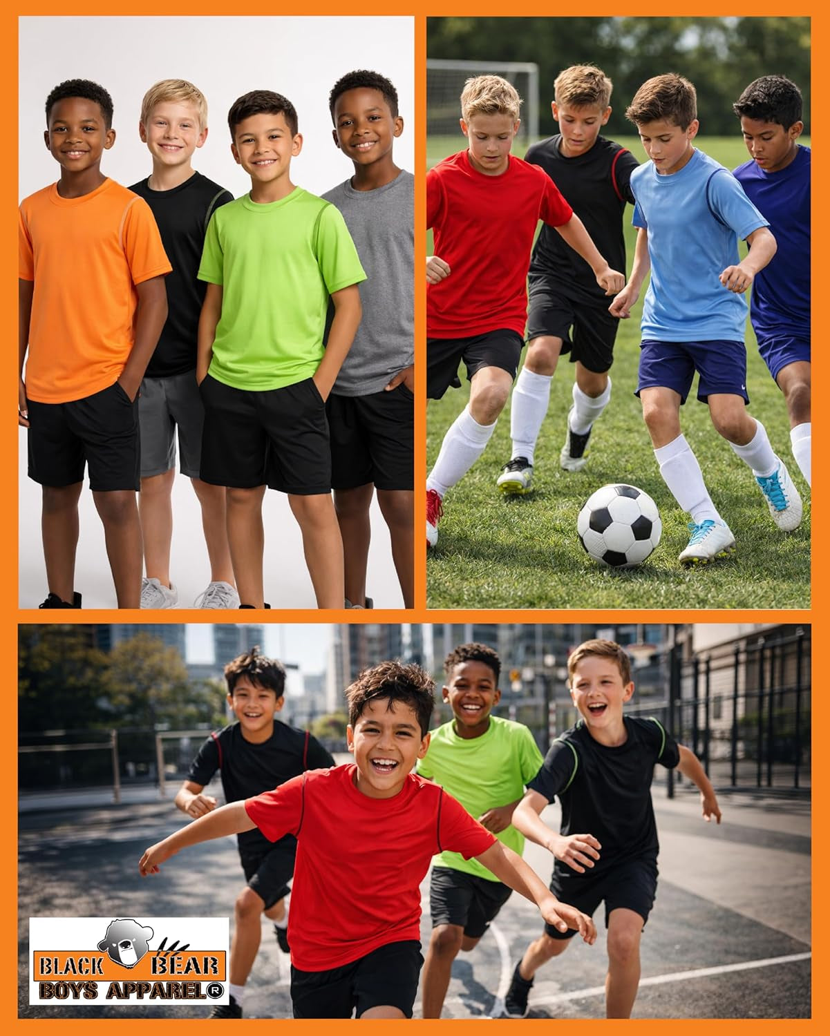 Boys' Athletic Performance Dry Fit Short Sleeve Shirt - 4 Pack Youth Active T-Shirts