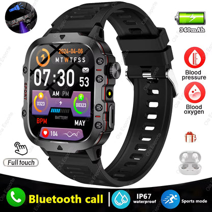 Men's Smartwatch with Flashlight, Bluetooth Calling, Fitness Tracking, IP68 Waterproof - Compatible with Android and iOS, 2025 Model